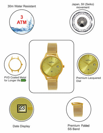 Maxima GOLD Women Gold Dial Analogue Watch - 63712CMLY